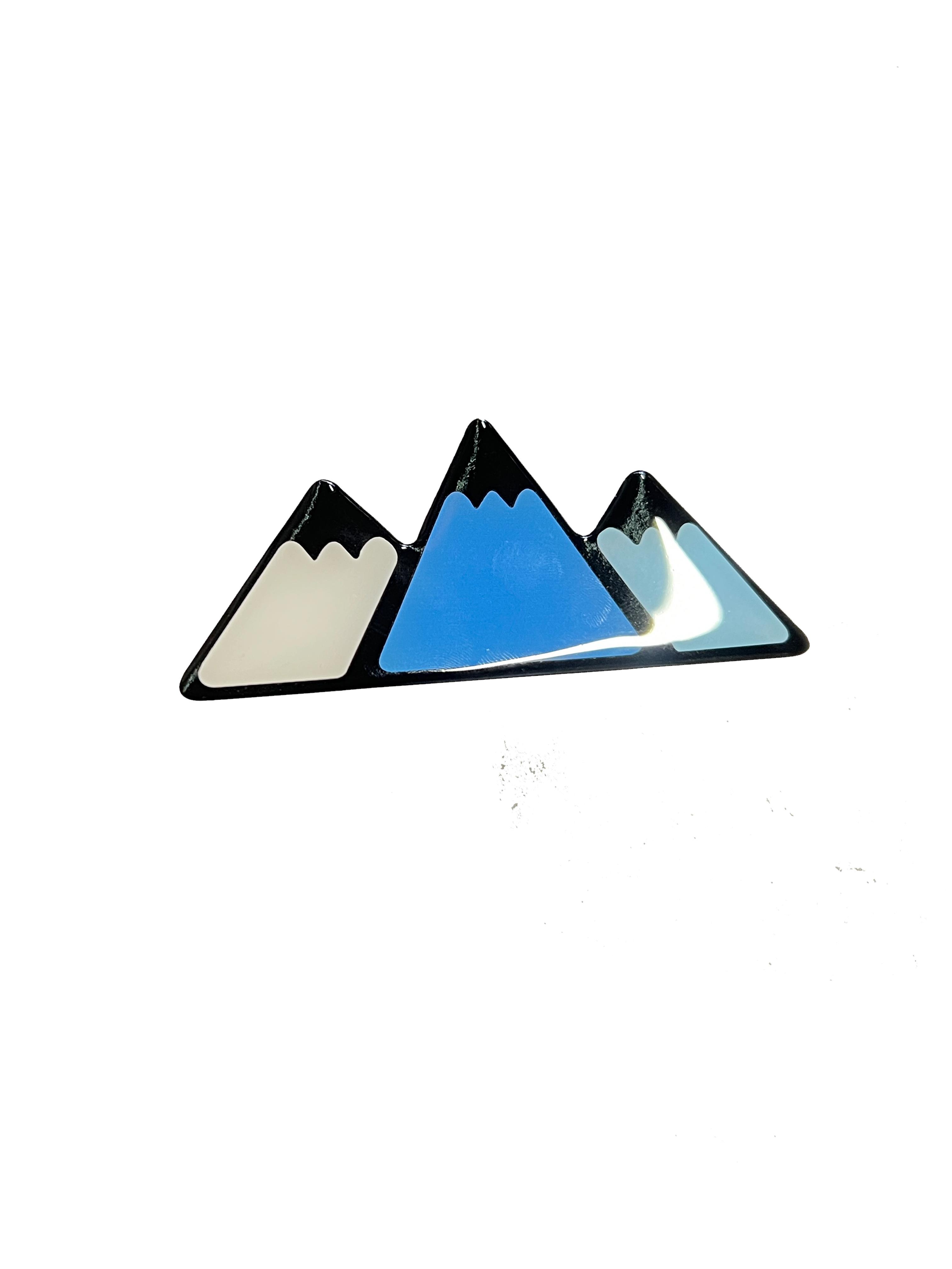 Karlı Dağ Deseni Minimal Tasarım Mavi Siyah 3d Kabartmalı 1 adet Sticker Arma Universal  