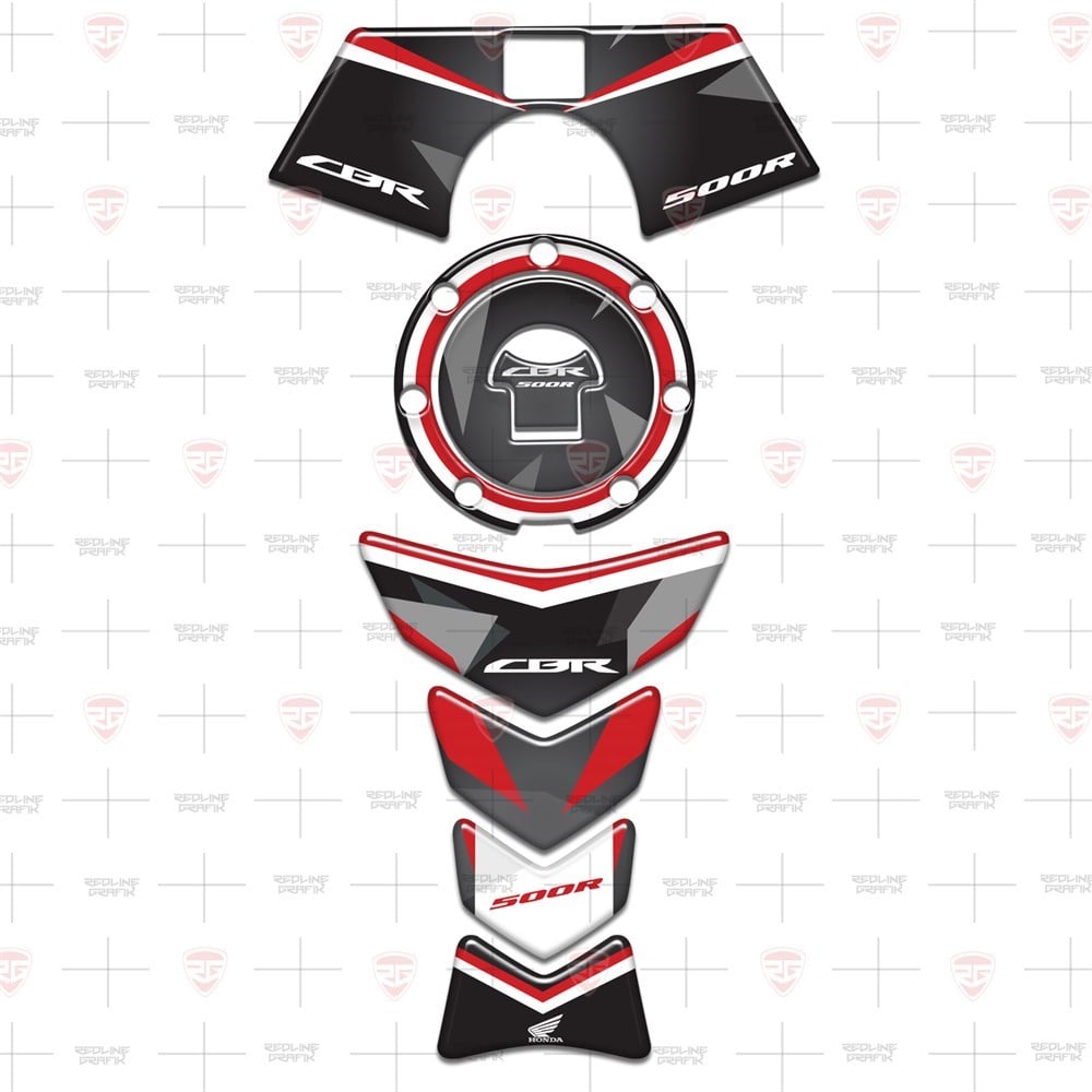 Redlinegrafik 2013-2016 500R Uyumly Kırmızı Siyah  Special Tank Pad Depo Kapak Gidon Pad Set 3lü Set