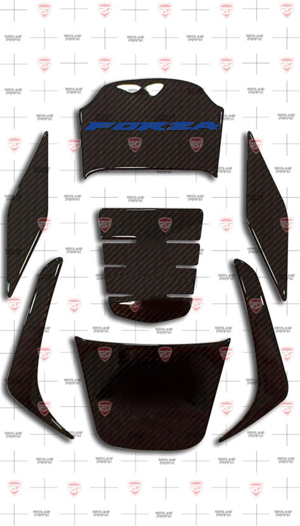 2018-2020 Honda NSS250 Forza Tank Pad Set Karbon Desen Mavi-Siyah