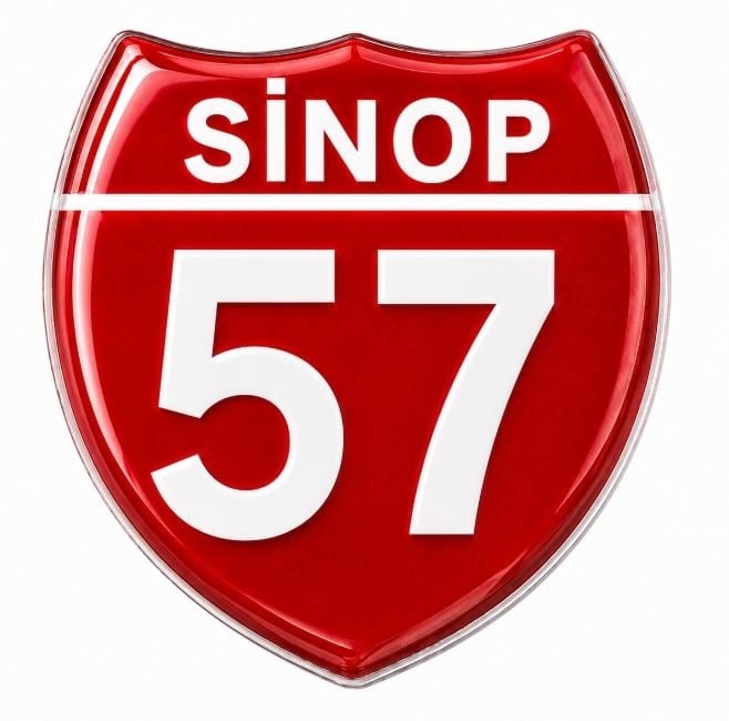 Redlinegrafik 57 Sinop Plaka Kodlu 3D Kabartmalı Araç 1 Adet Sticker Etiket Kırmızı  Beyaz