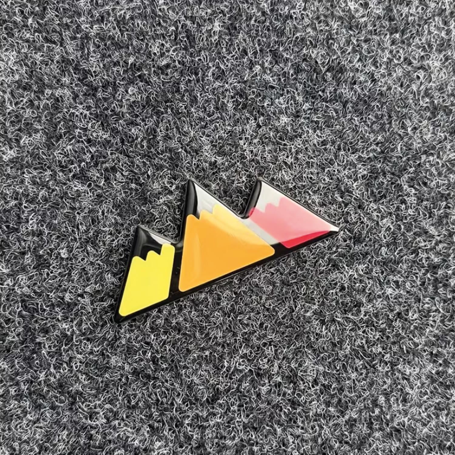 Karlı Dağ Deseni Minimal Tasarım Turuncu Siyah 3d Kabartmalı 1 Adet Sticker Arma Universal  