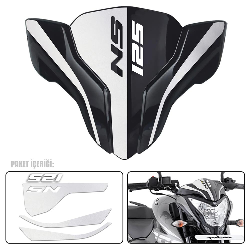 Pulsar Ns 125 Ön Cam Sticker Reflektif Beyaz 125 ns