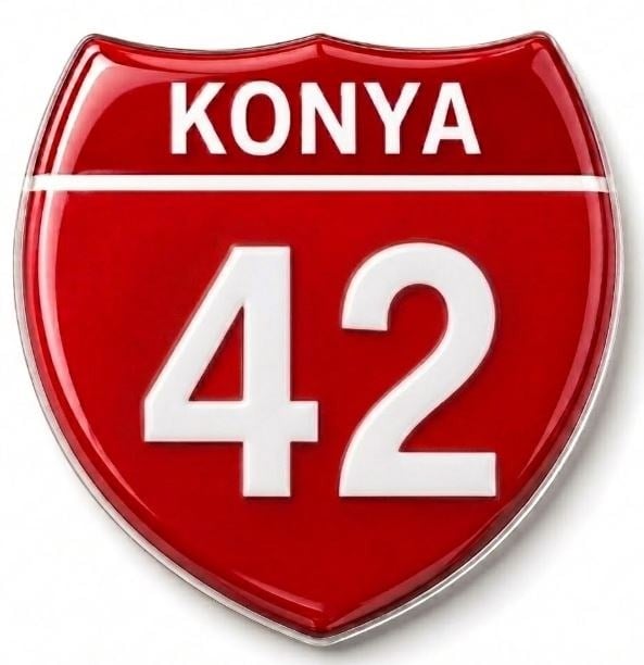 Redlinegrafik 42 Konya Plaka Kodlu 3D Kabartmalı Araç 1 Adet Sticker Etiket Kırmızı  Beyaz