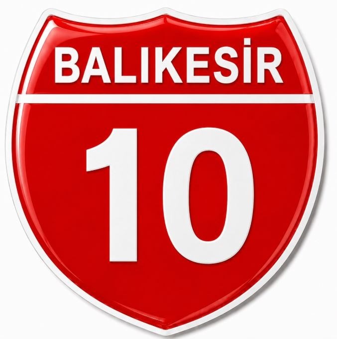 Redlinegrafik Balıkesir 10Plaka Kodlu 3D Kabartmalı Araç 1 Adet Sticker Etiket kırmızı beyaz Renk