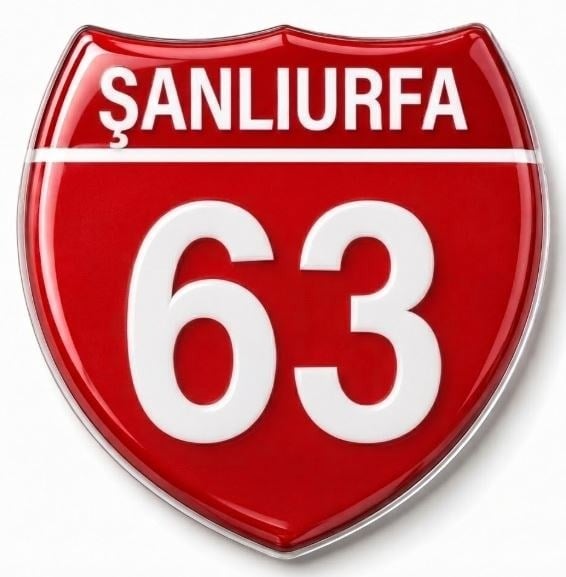 Redlinegrafik 63 Şanlıurfa Plaka Kodlu 3D Kabartmalı Araç 1 Adet Sticker Etiket Kırmızı  Beyaz