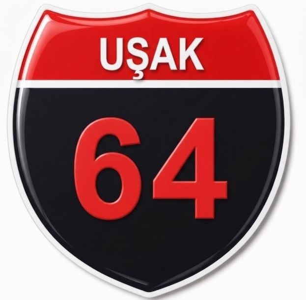 Redlinegrafik Uşak 64plaka Kodlu 3D Kabartmalı Araç 1 Adet Sticker Etiket siyah kırmızı Renk