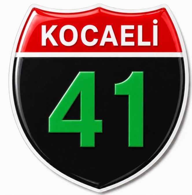 Redlinegrafik Kocaeli 41Plaka Kodlu 3D Kabartmalı Araç 1 Adet Sticker Etiket yeşil siyah Renk