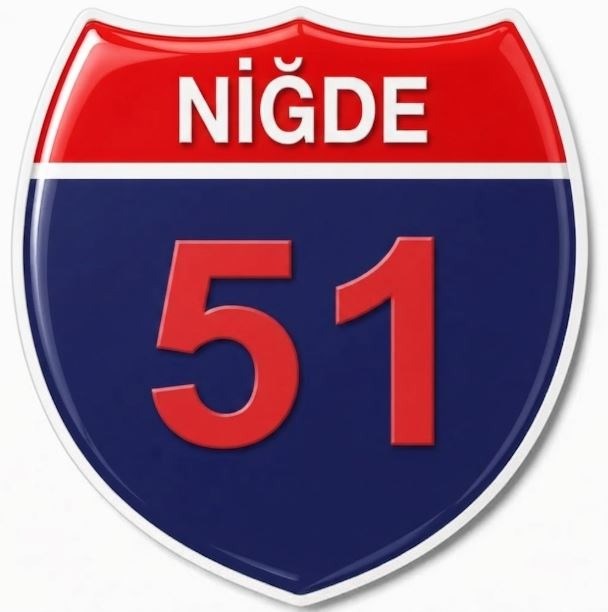 Redlinegrafik Niğde 51Plaka Kodlu 3D Kabartmalı Araç 1 Adet Sticker Etiket kırmızı lacivert Renk