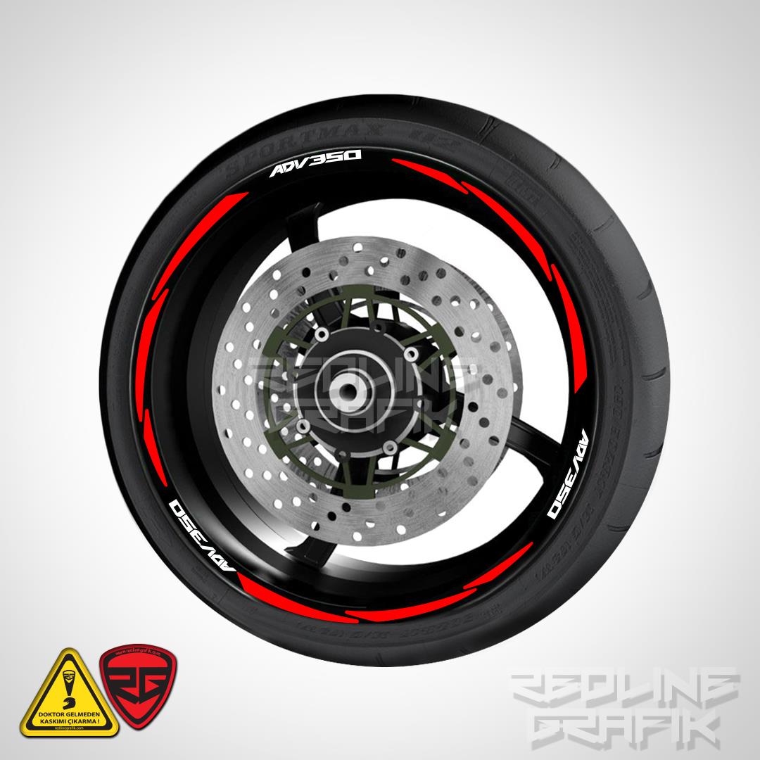 ADV350 Yazılı Kırmızı Reflektörlü Jant Şeridi Redlinegrafik