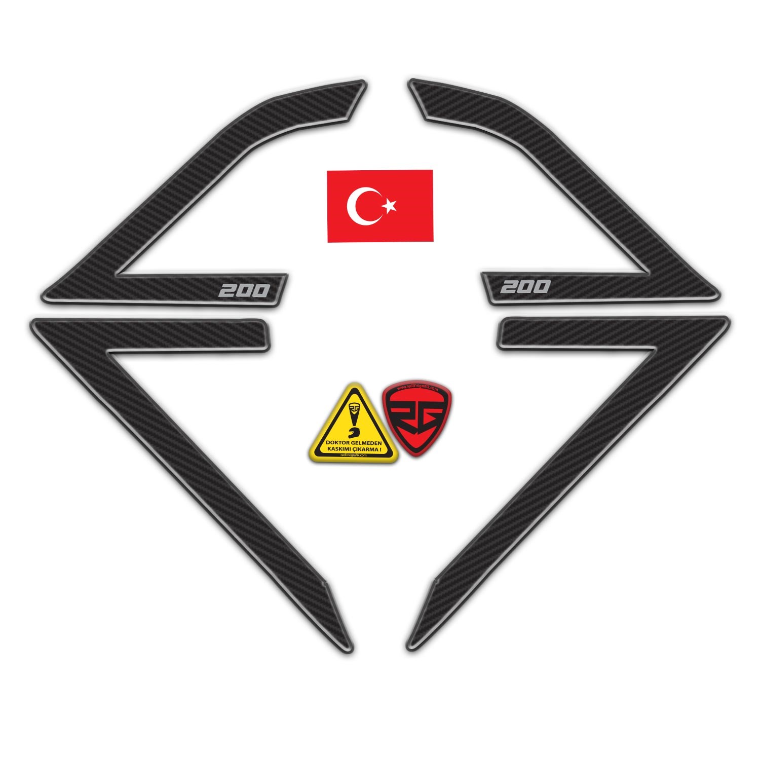 Redlinegrafik Sym Jet 14 2017-2026 Model Uyumlu Karbon Desenli Yan Kafa Grenaj Pad Sticker 4 Parça 