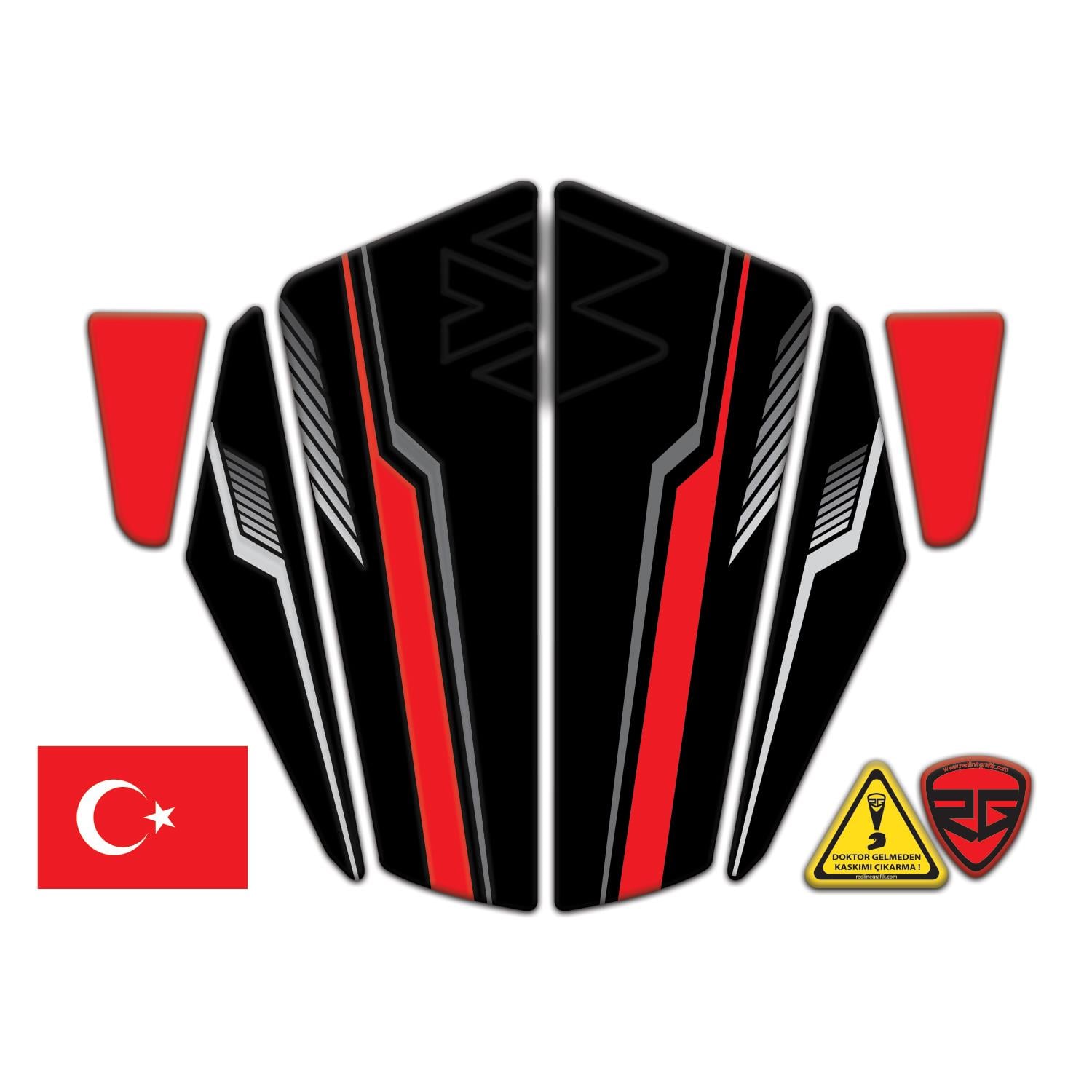 Bajaj Dominar D250 - 400 Çamurluk Sticker 6 Parça Set Siyah Kırmızı Redlinegrafik 