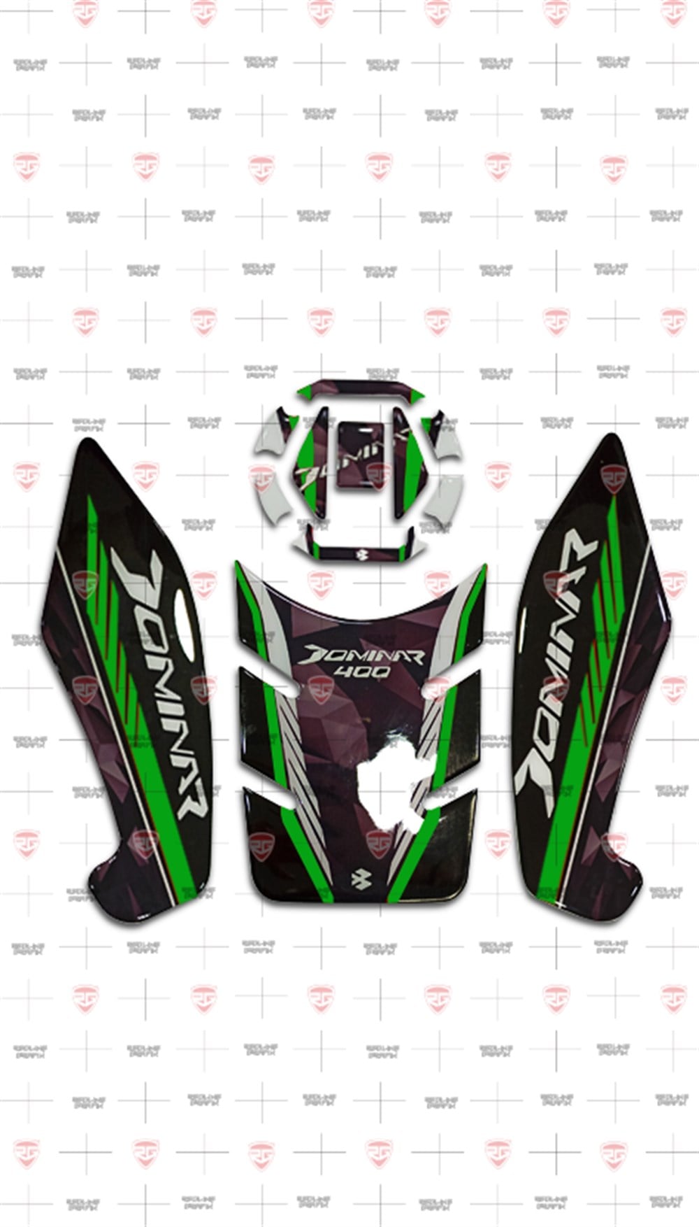Bajaj Dominar Tank Pad Set Yeşil-Siyah