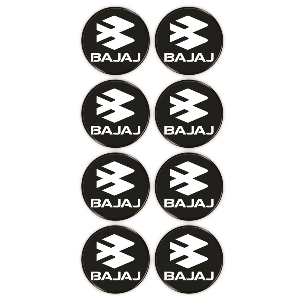 Bajaj Logo 8'li Koruma Takozu 3D Sticker Etiket Siyah Beyaz