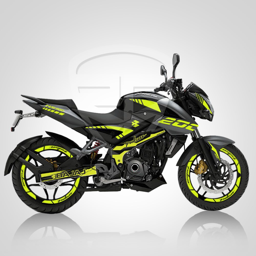 Bajaj Pulsar 200 NS Full Sticker Set Custom Florasan Sarı