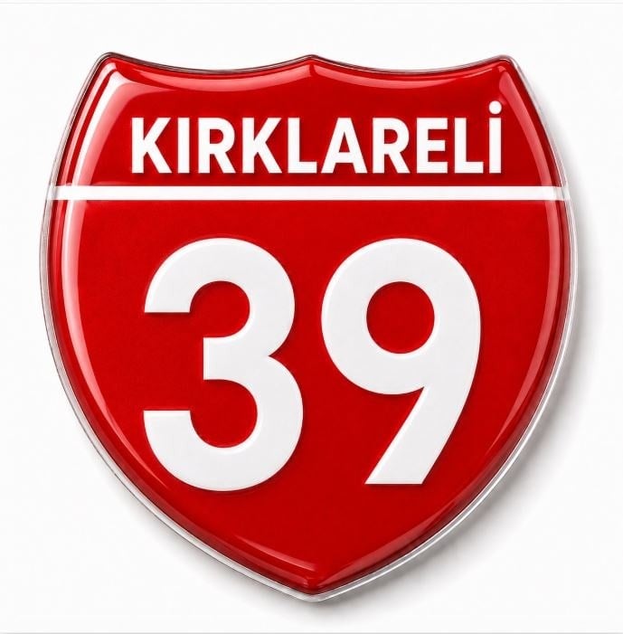 Redlinegrafik 39 Kırklareli  Plaka Kodlu 3D Kabartmalı Araç 1 Adet Sticker Etiket Kırmızı  Beyaz