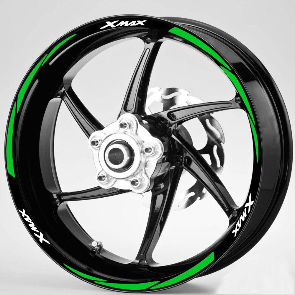 Beyaz Xmax Yazılı 3 Parçalı Reflektif Yeşil Jant Şeridi