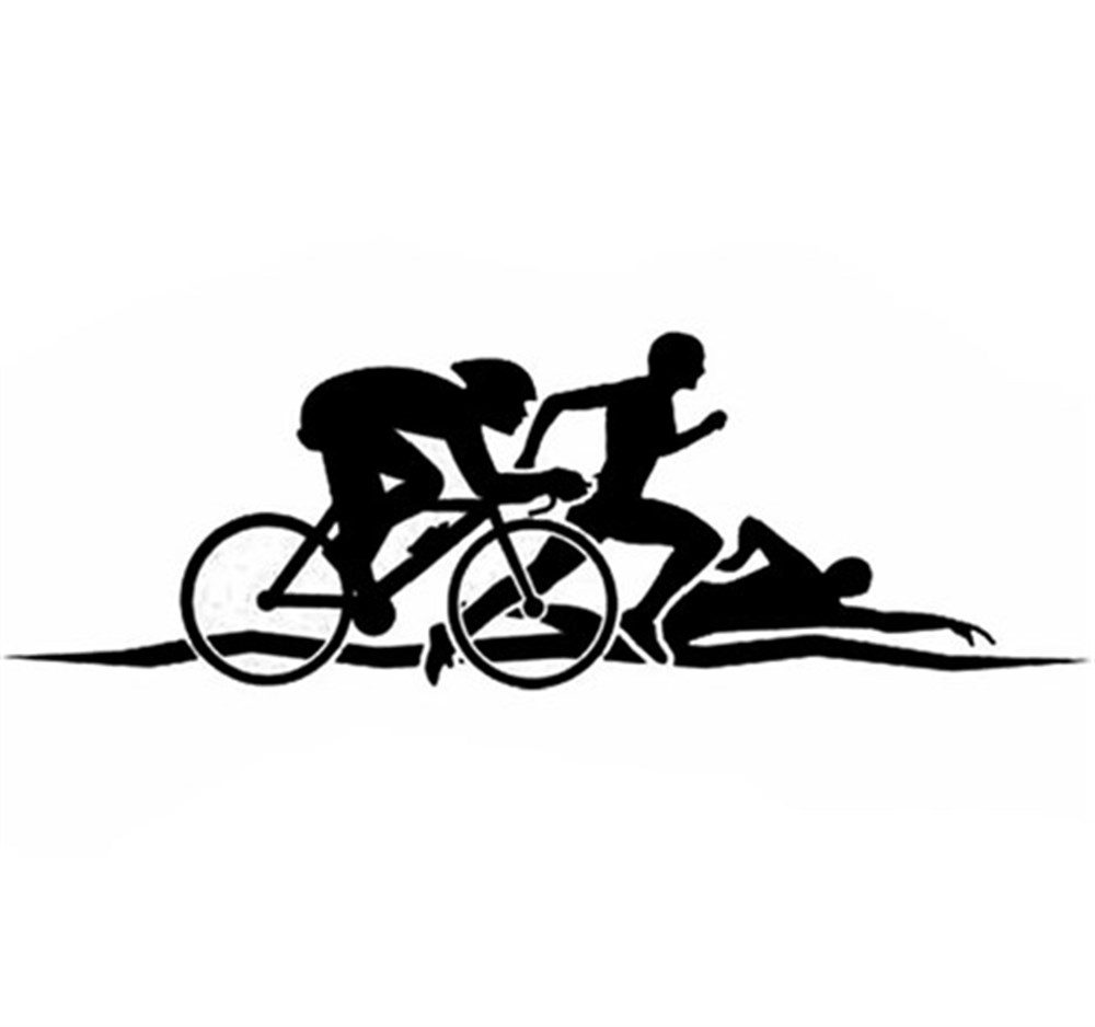 Bisiklet Atletizm Yüzme Sporları Beyaz Oto Sticker