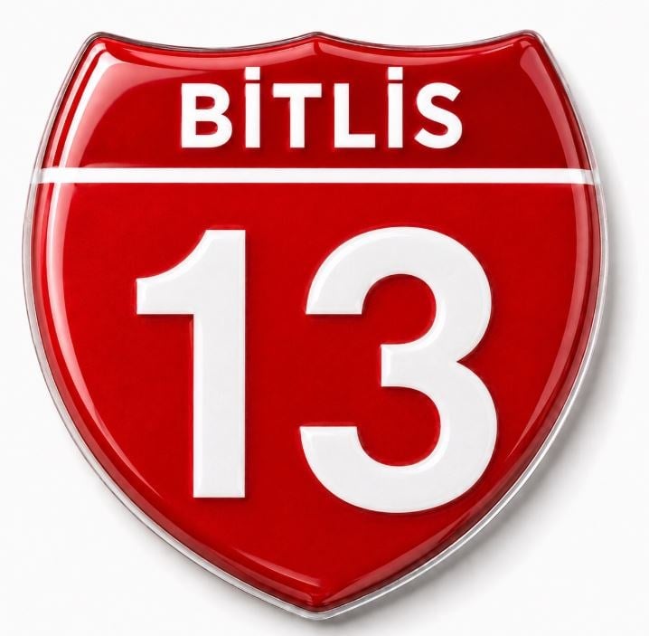 Redlinegrafik Bitlis 13 Plaka Kodlu 3D Kabartmalı Araç 1 Adet Sticker Etiket Kırmızı  Beyaz
