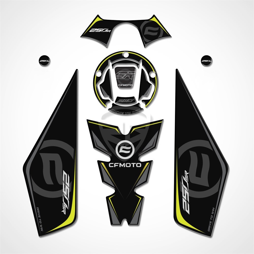 Cf moto 250 SR Tank Pad Set Gidonlu Siyah-Neon Sarı