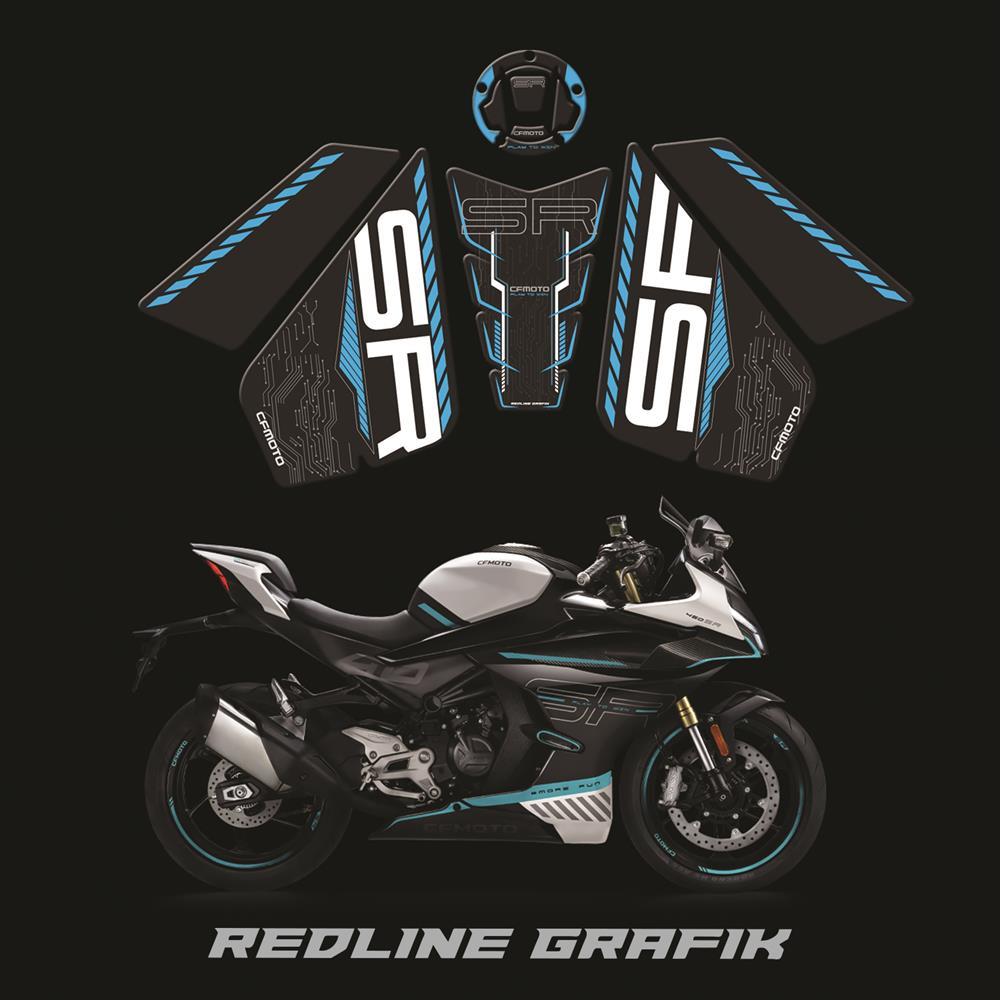 CF Moto 450SR Tank Pad Set Mavi Beyaz Siyah Renk Redlinegrafik