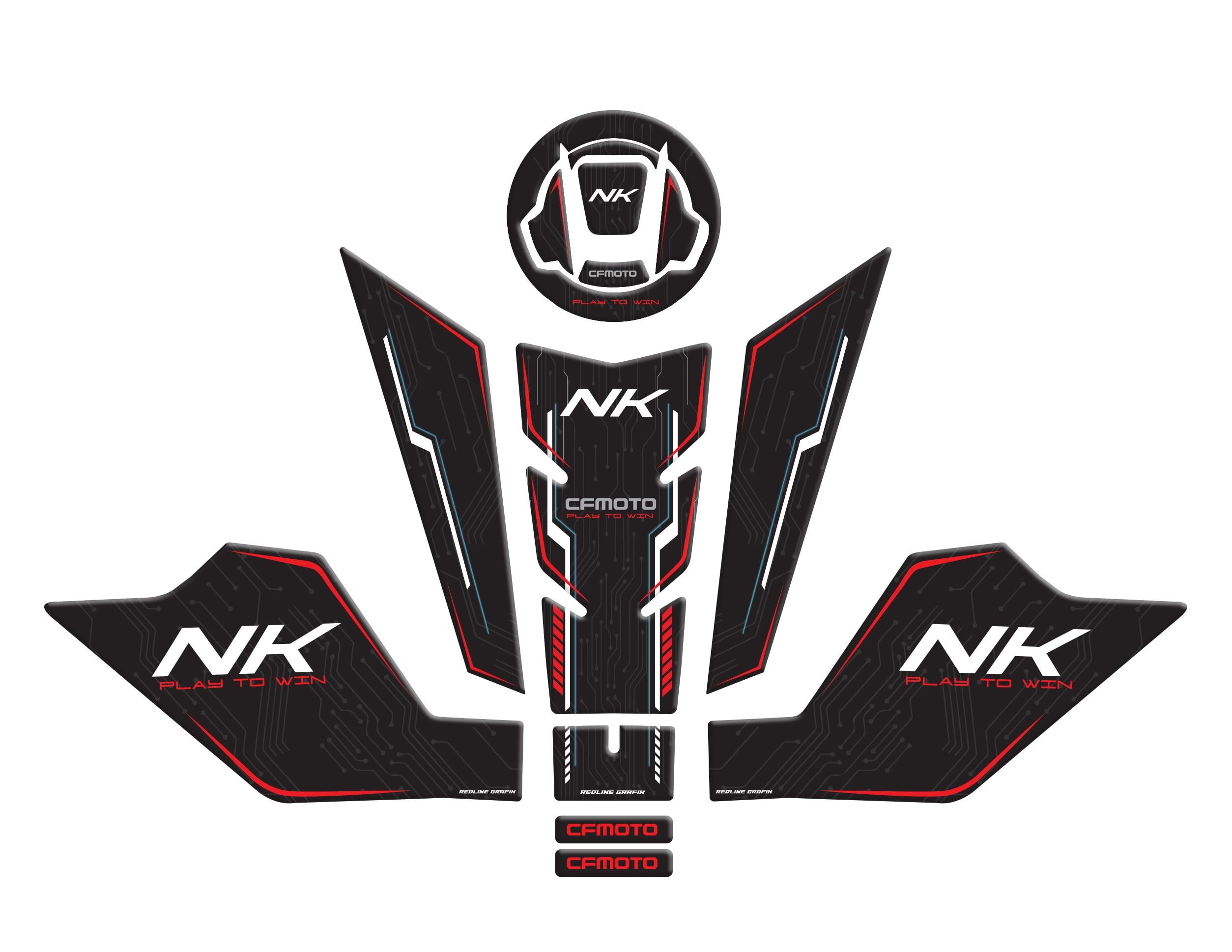 Cf Moto NK 250 2023 Uyumlu Tank Pad Seti Kırmızı Siyah Redlinegrafik