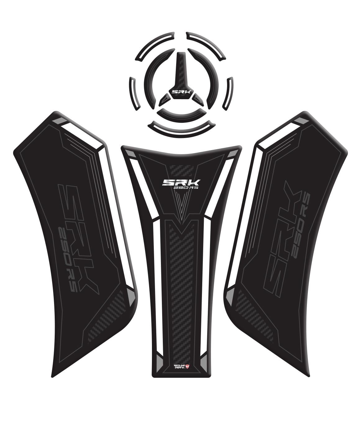 RKS SRK 250 RS Siyah Beyaz Tank Pad Redline Grafik