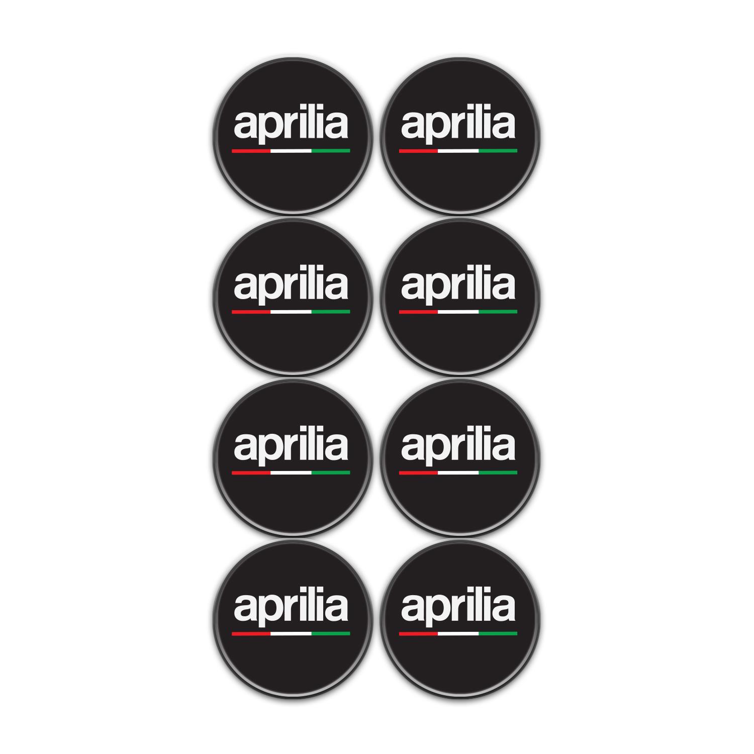 Aprillia Logo 8li Koruma Takozu 3D Sticker Etiket Siyah