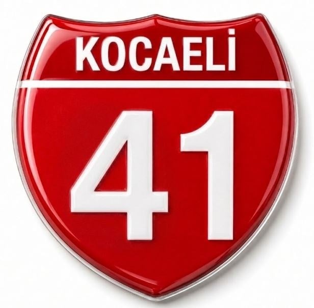 Redlinegrafik 41 Kocaeli Plaka Kodlu 3D Kabartmalı Araç 1 Adet Sticker Etiket Kırmızı  Beyaz