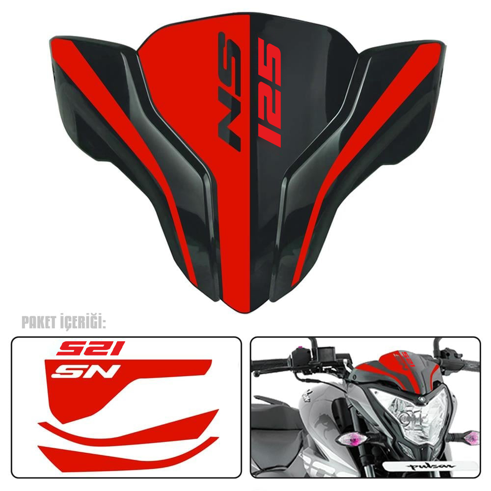 Pulsar Ns 125 Ön Cam Sticker Reflektif Kırmızı 125 ns