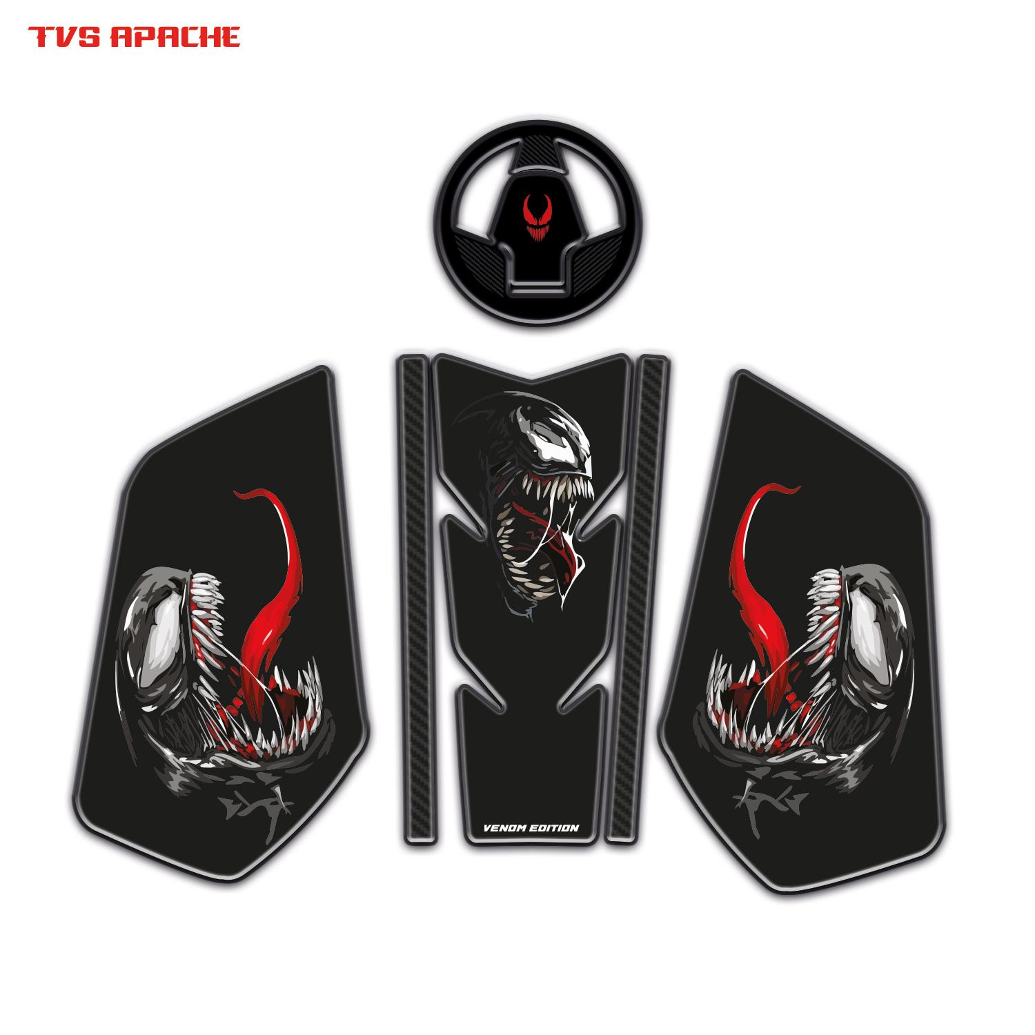 TVS Apache Uyumlu Tank Pad Set Venom Edition Redlinegrafik Edition