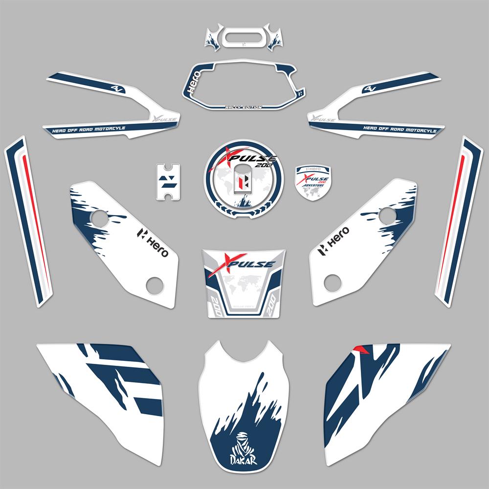 Hero Xpulse Beyaz Mavi Full Tank Pad Set 3D Sticker