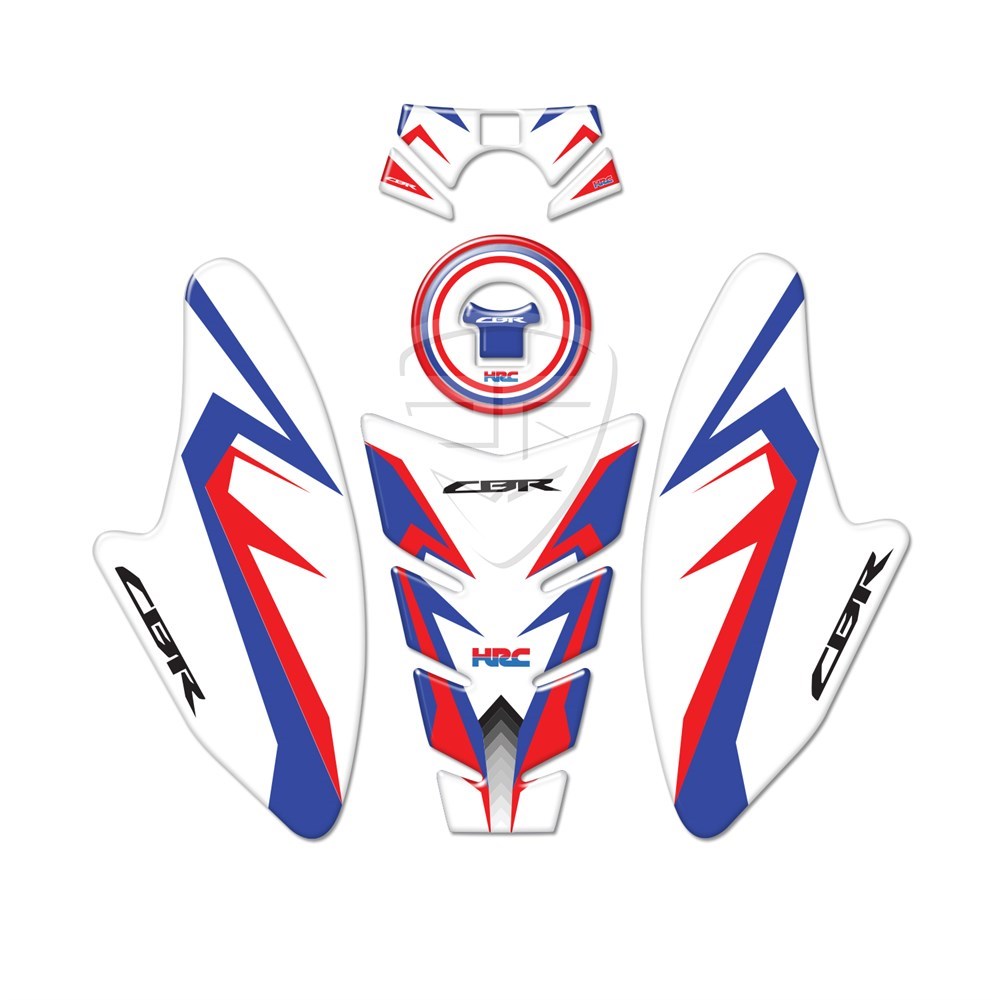 Redlinegrafik 250R Tank Pad Set Beyaz Kırmızı Mavi