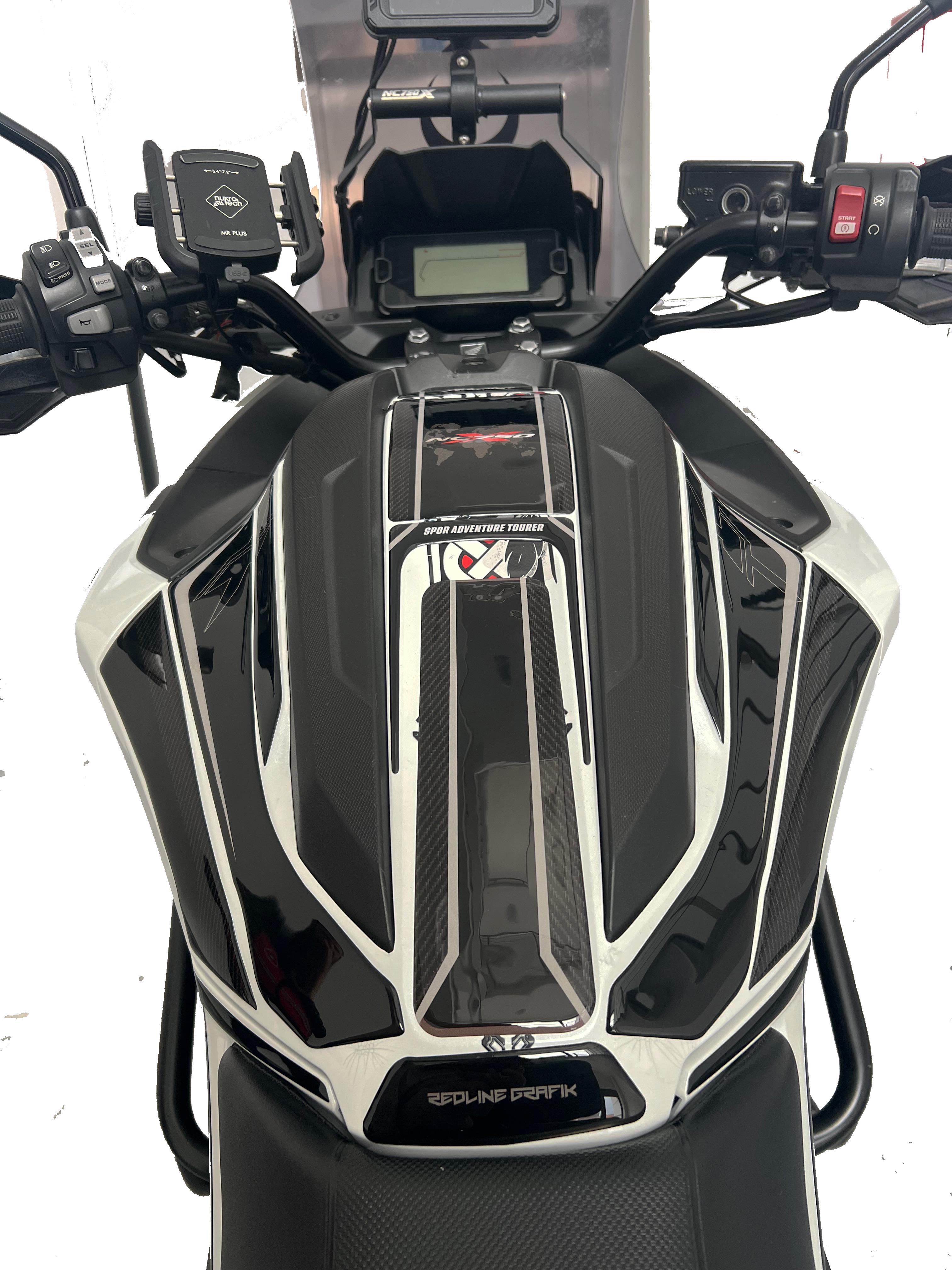 Honda NC750X 2021 - 2023 17 Parça Uyumlu Karbon SiyahTank Pad Redlinegrafik