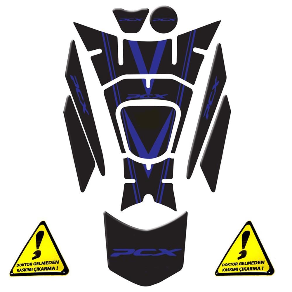 HONDA PCX 2018-20 TANK PAD Mavi Siyah 11 Parça