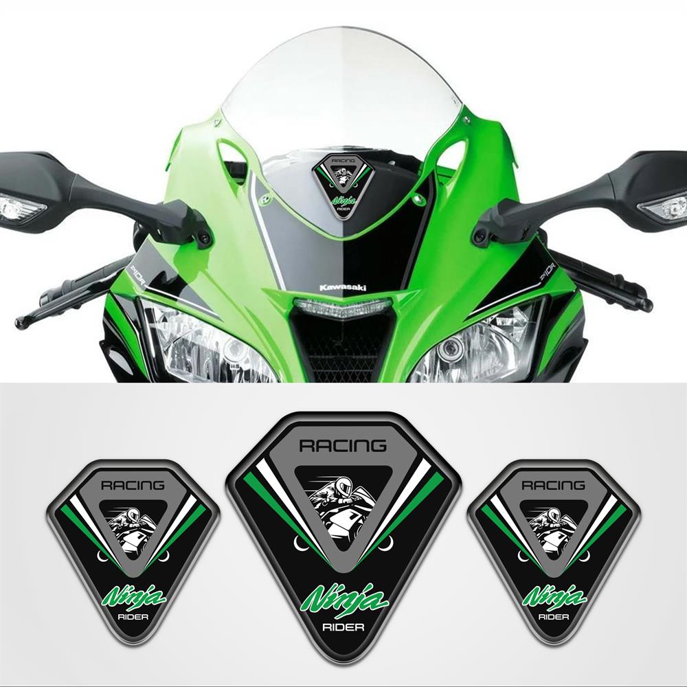 Kawasaki NİNJA Üçlü 3D sticker Siyah Yeşil ninja