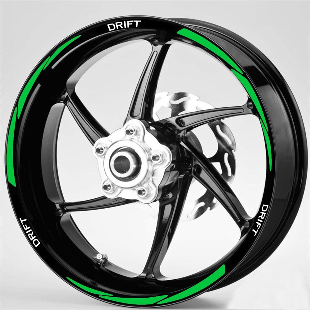 Mondial Drift Beyaz - Yeşil Yazılı 3 Parçalı Reflektif Jant Şeridi 