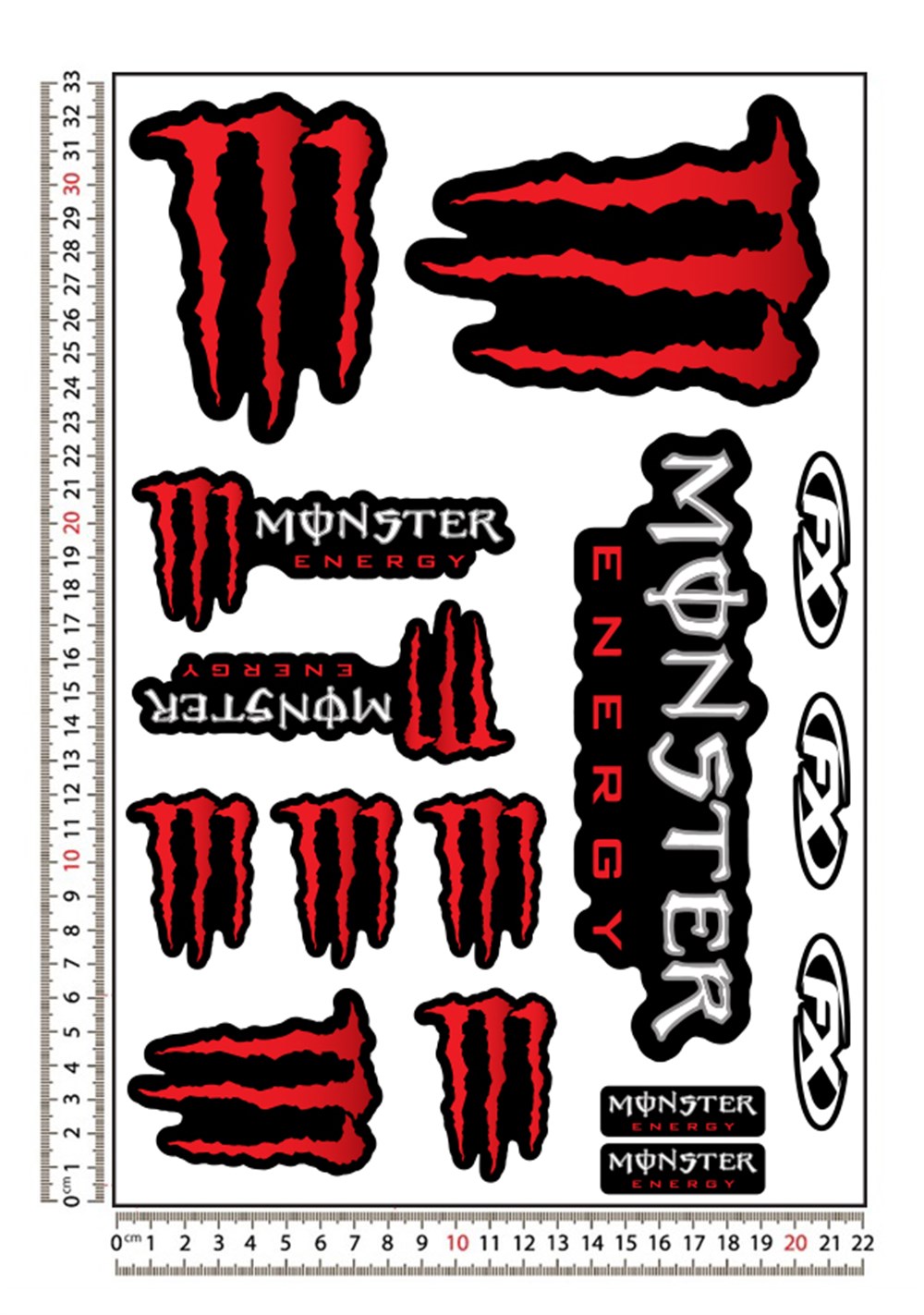 Monster Kırmızı Motosiklet Sticker Seti