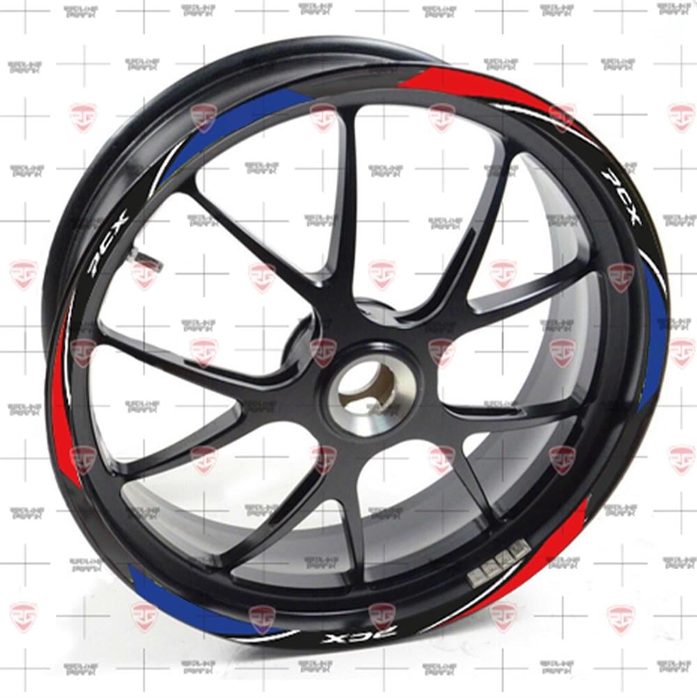 Redline Grafik Honda Pcx Reflektif Kırmızı Mavi Jant Şeridi