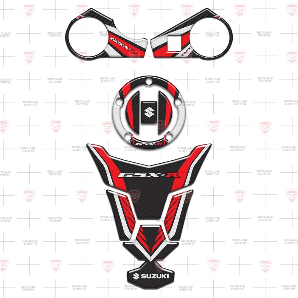 Suzuki GSX-R GSXR 1000 2009-2016 Special Kırmızı Karbon Tank Pad Depo Kapak Gidon Pad Set