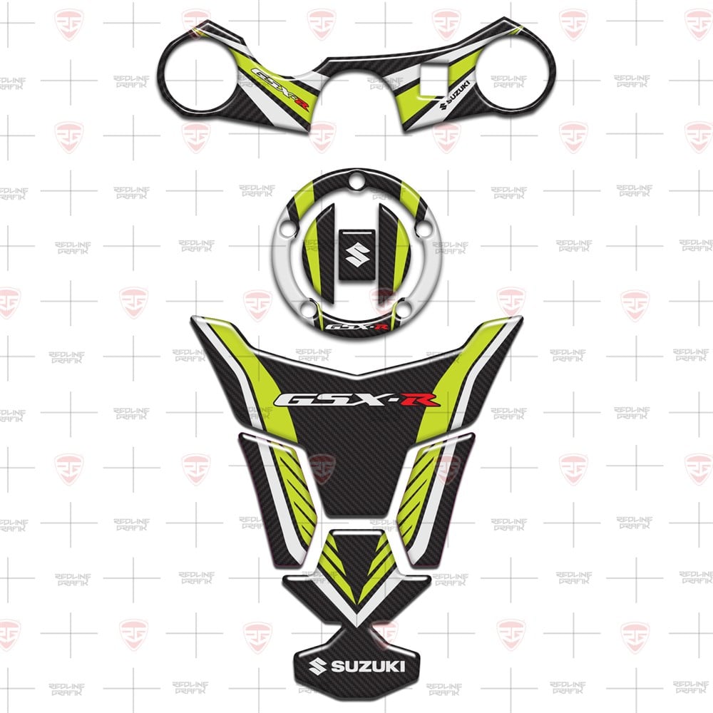 Suzuki GSX-R GSXR 600 750 2006-2017 Special Sarı Karbon Tank Pad Depo Kapak Gidon Pad Set