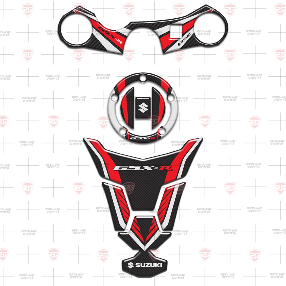 Suzuki GSX-R GSXR 600 750 2006-2017 Special Kırmızı Karbon Tank Pad Depo Kapak Gidon Pad Set