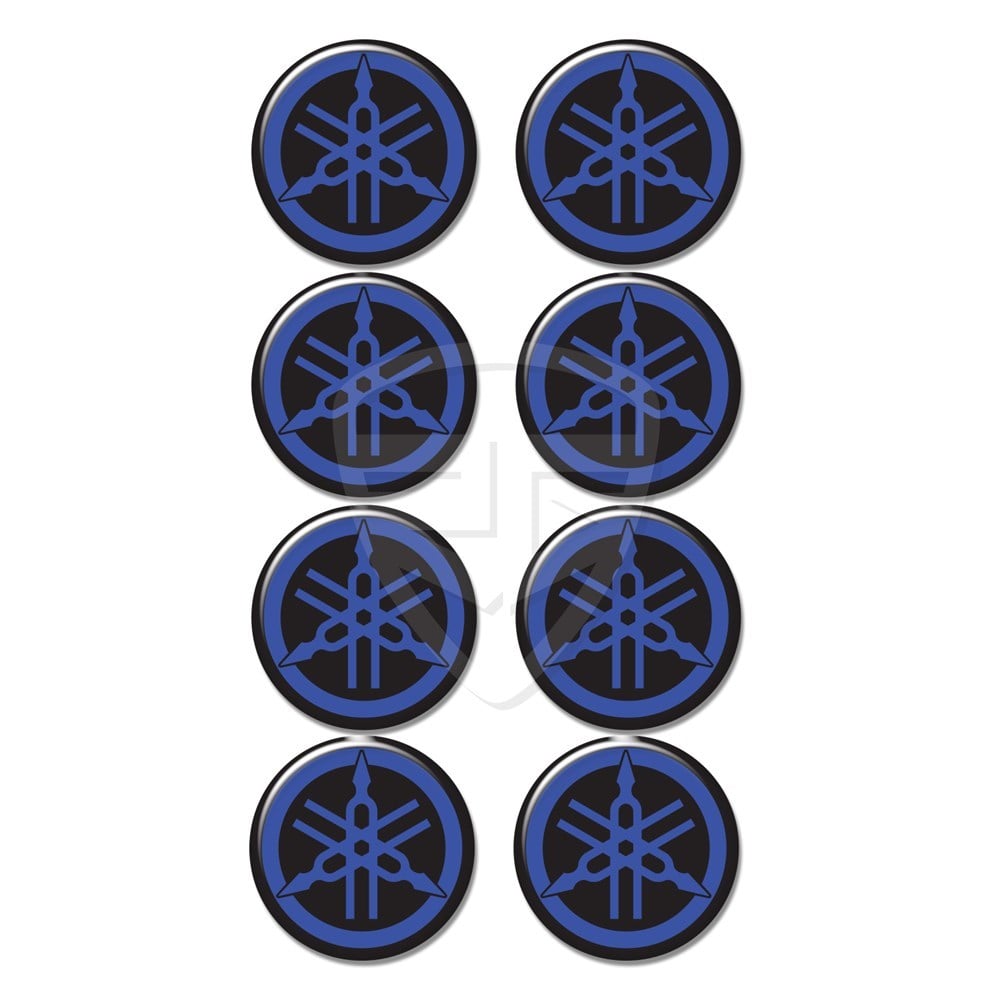 Yamah Logo 8li Koruma Takozu 3D Sticker Etiket Siyah Mavi