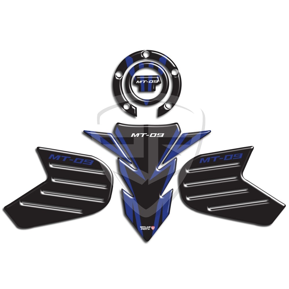 Yamaha MT 09 Tank Pad Depo Kapak Pad Yan Pad Komple Set Mavi Siyah