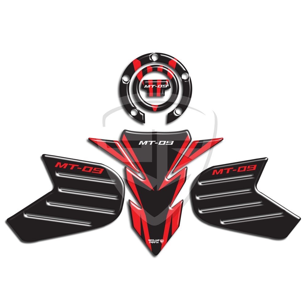 Yamaha MT 09 Tank Pad Depo Kapak Pad Yan Pad Komple Set Kırmızı Siyah