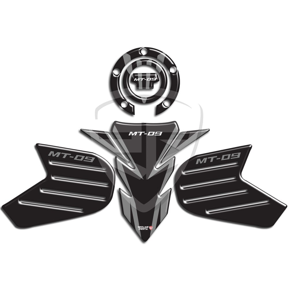 Yamaha MT 09 Tank Pad Depo Kapak Pad Yan Pad Komple Set Gri Siyah