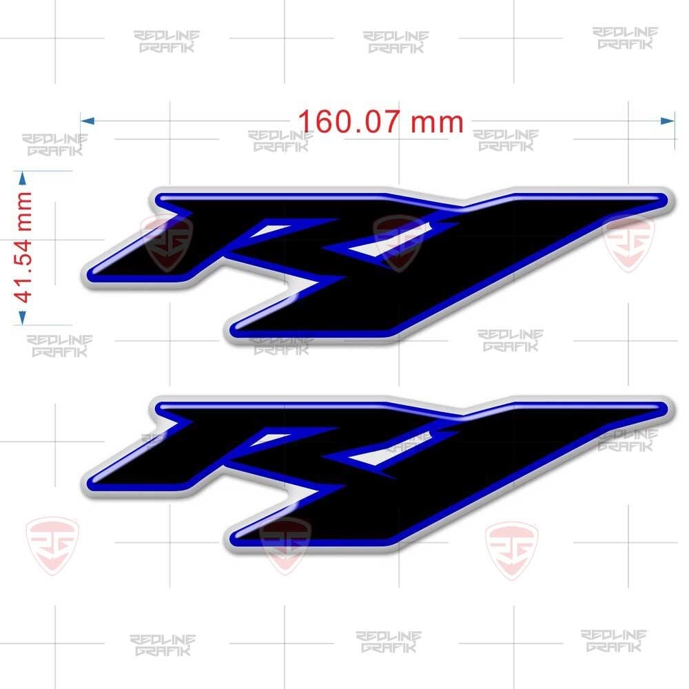 Yamaha R1 Sticker Siyah Mavi Kabartmalı  2 Adet Ücretsiz Kargo