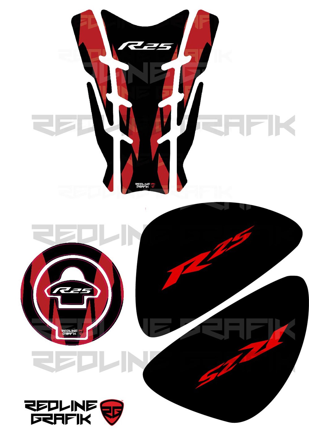 YAMAHA R25 TANK PAD+YAN PAD+DEPO KAPAK PAD SET 