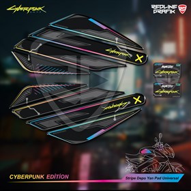 Cyberpunk Stripe Depo Yan Pad Motorsiklet Universal Özel Seri Special Edition Redline Grafik