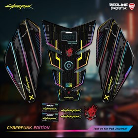 Cyberpunk Tank Pad Yan Pad Seti Motorsiklet Universal Özel Seri Special Edition Redline Grafik
