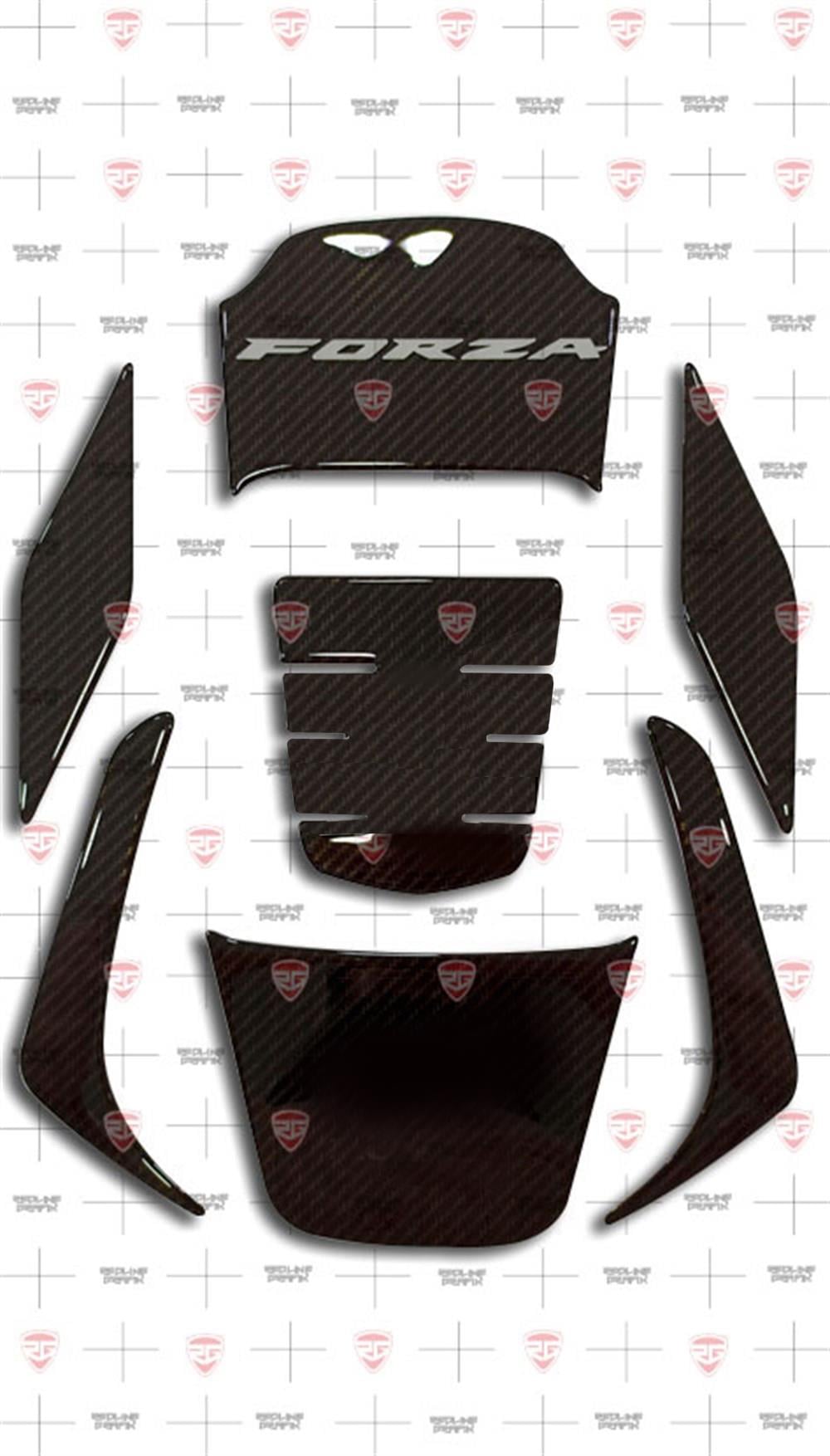  2018-2020 Honda NSS250 Forza Tank Pad Set Karbon Desen Beyaz-Siyah